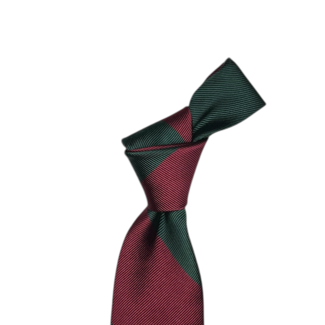 Tie - Hunter and Cardinal Block Stripe