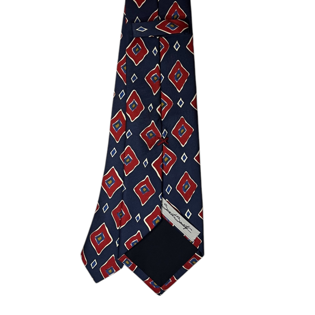 Tie - Blue w/ Red, Blue and Gold Diamond