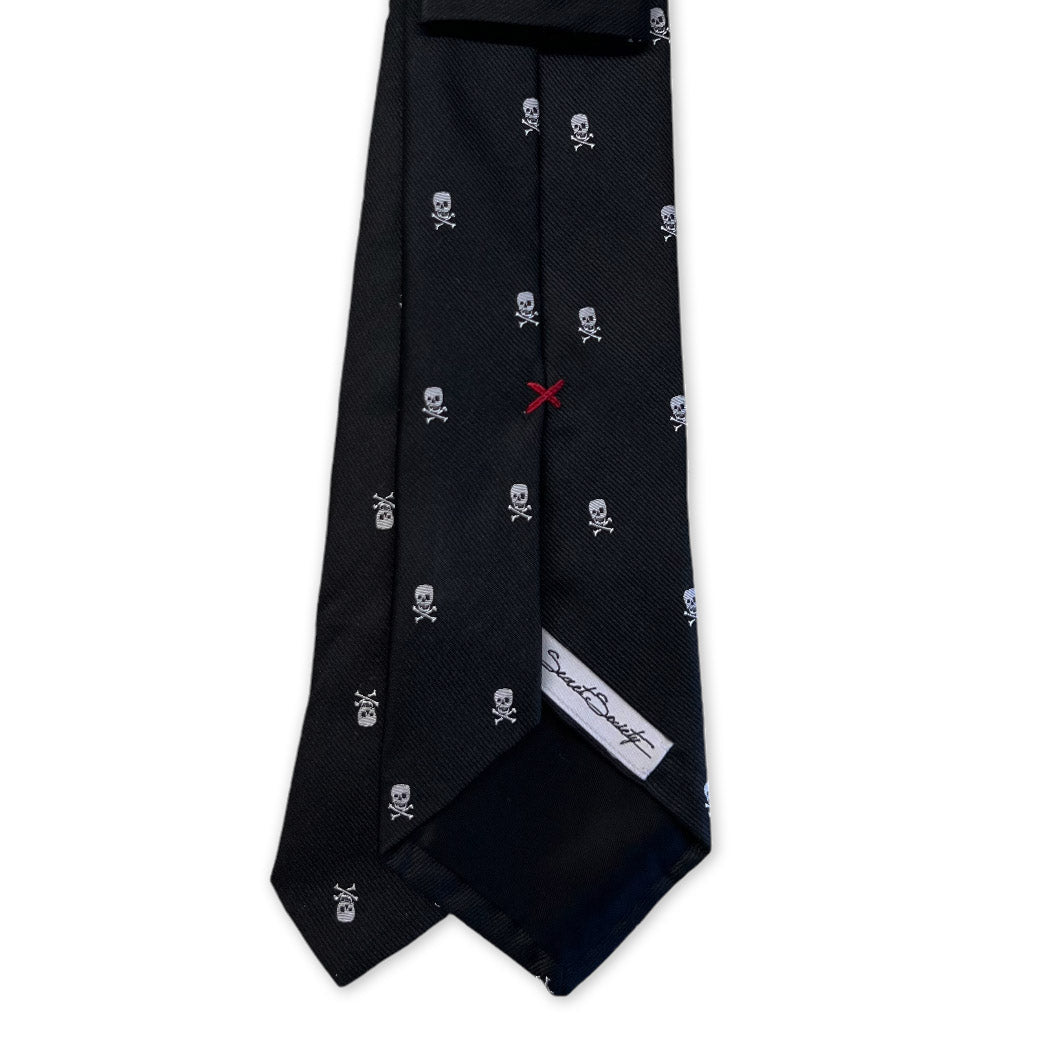 Tie - Black and White Skull