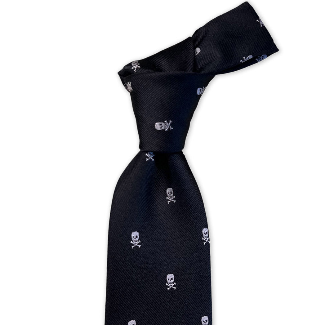 Tie - Black and White Skull