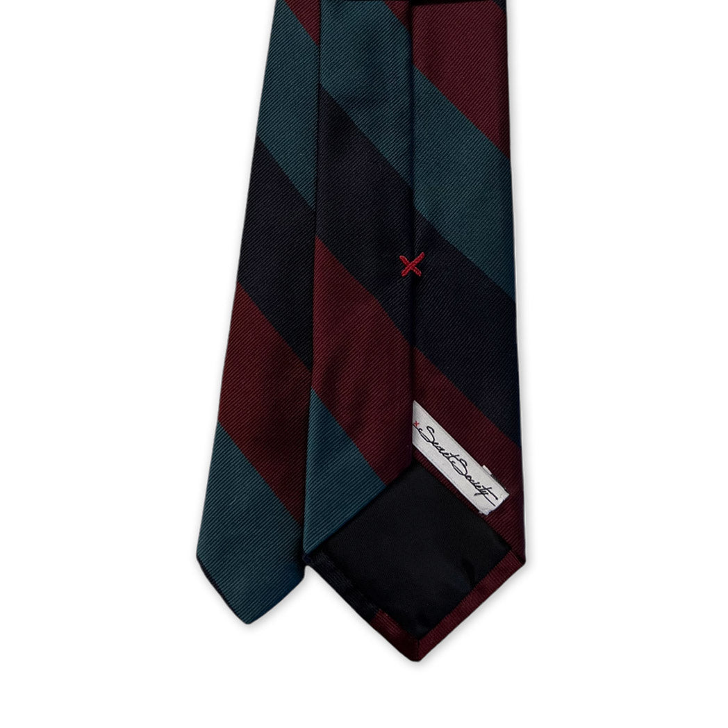 Tie - Navy, Teal and Crimson Block Stripe