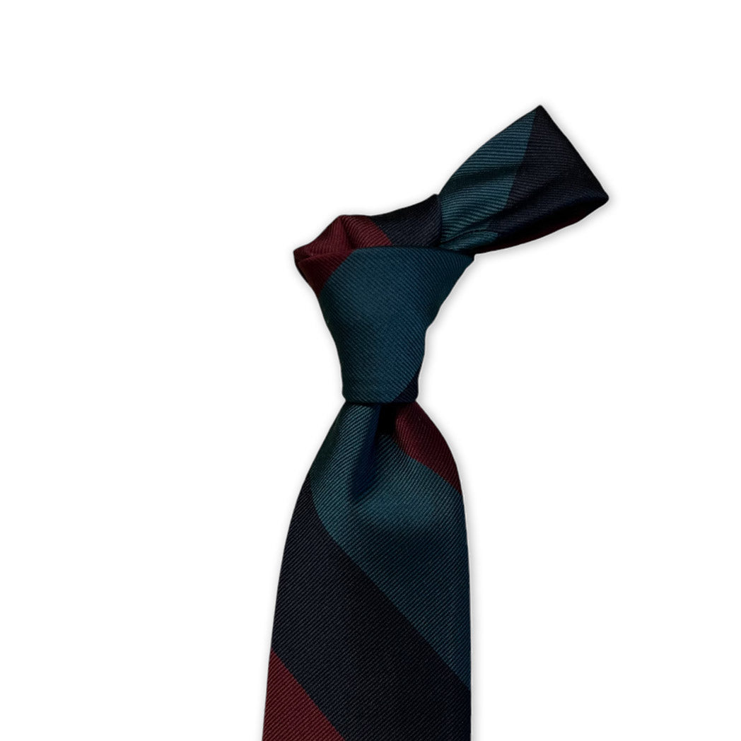 Tie - Navy, Teal and Crimson Block Stripe