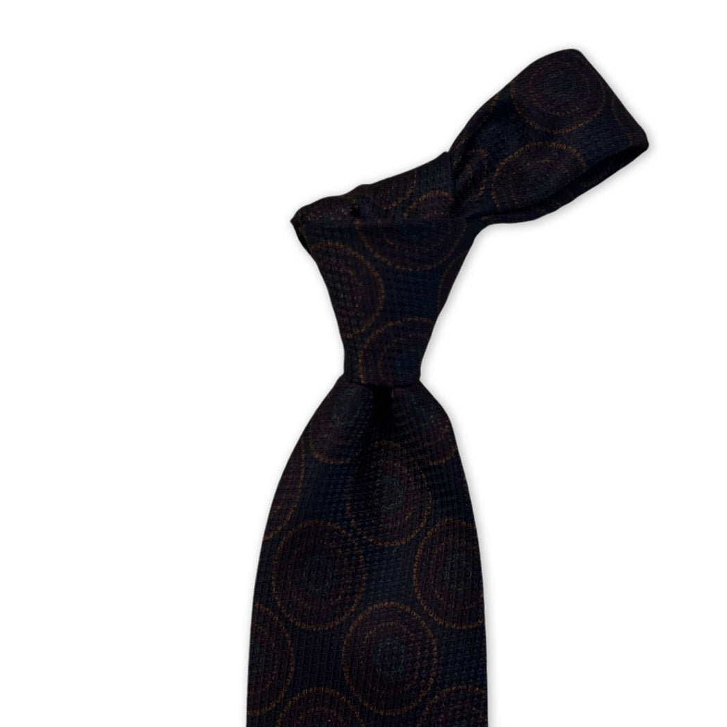 Tie - Navy and Gold Grenadine Medallion