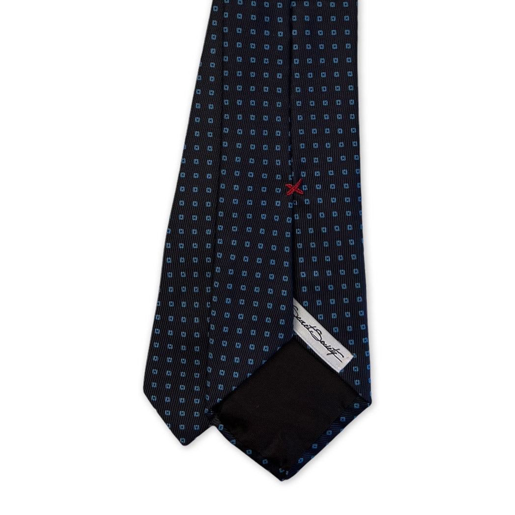 Tie - Navy w/ Sky Square Motif