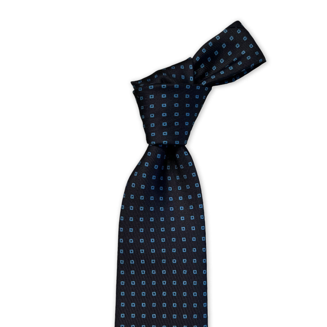 Tie - Navy w/ Sky Square Motif