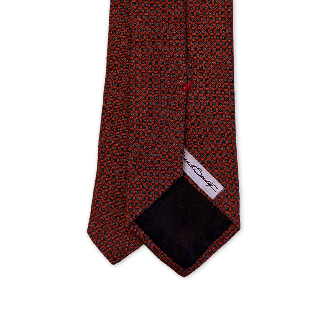 Tie - Orange Wool Geometric