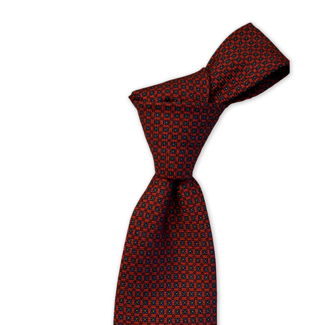 Tie - Orange Wool Geometric