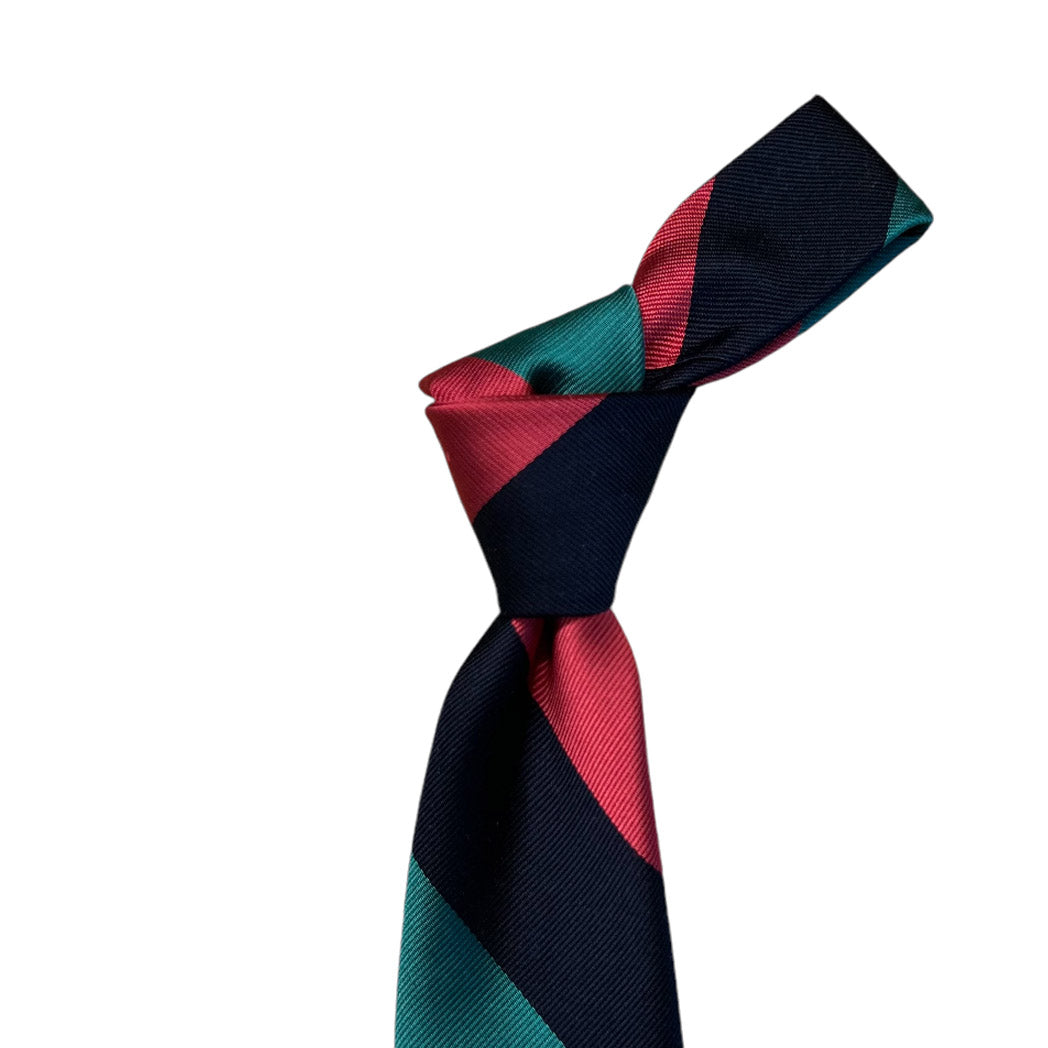 Tie - Navy, Pink, and Turquoise Block Stripe