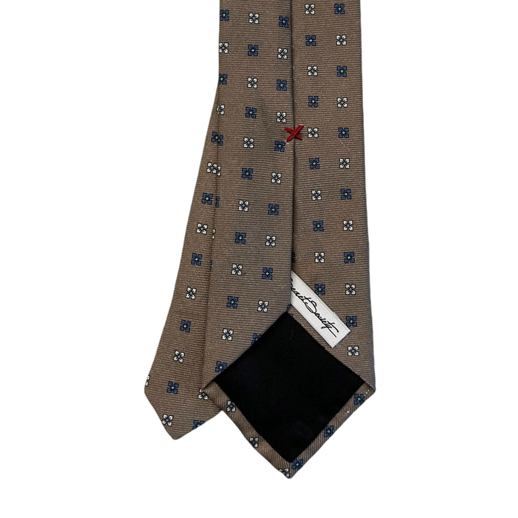 Tie - Tan Wool w/ Sky and Bone Foulard