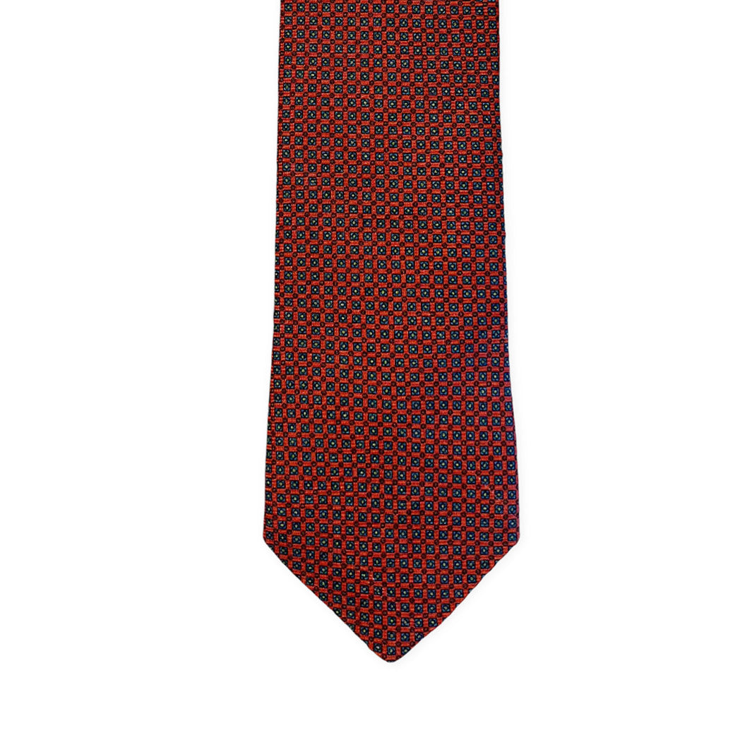 Tie - Orange Wool Geometric