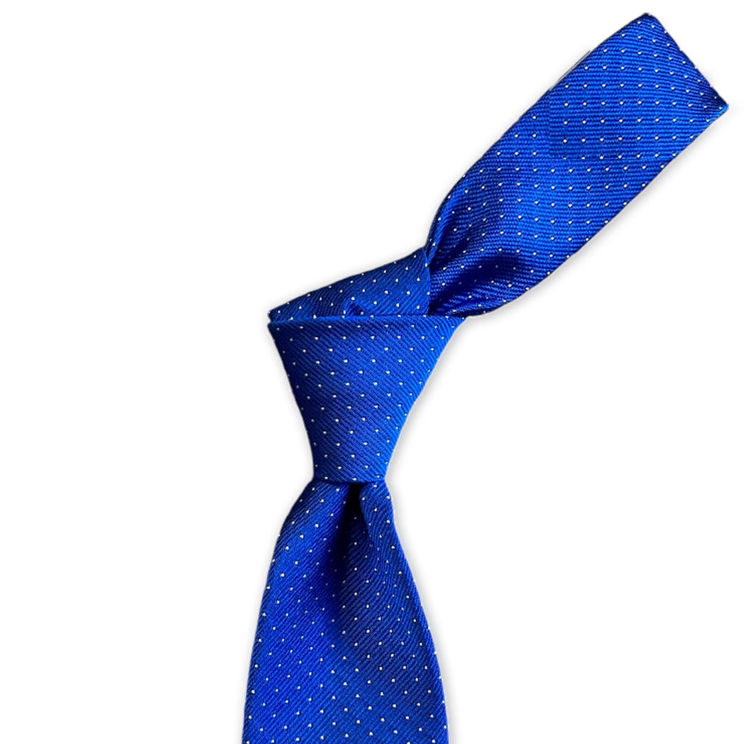 Narrow Tie - Blue w/ White Pin Dot