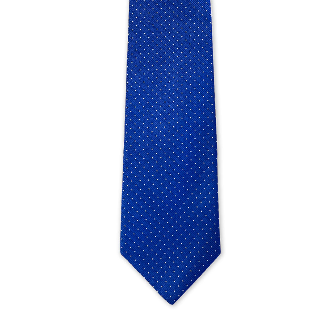 Narrow Tie - Blue w/ White Pin Dot