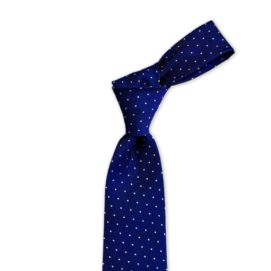 Narrow Tie - Navy w/ White Pin Dot
