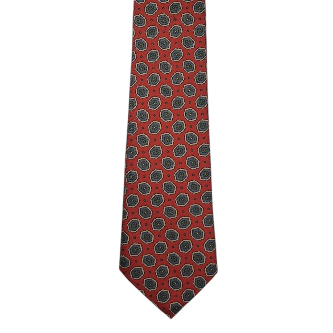 Tie - Burnt Orange w/ Lavender and Green Foulard