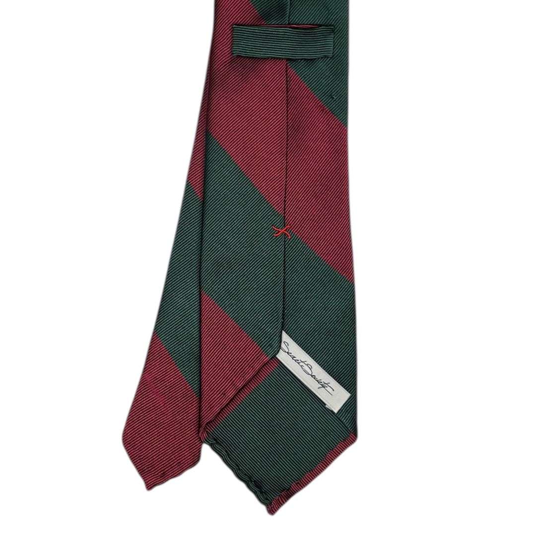 Tie - Hunter and Cardinal Block Stripe