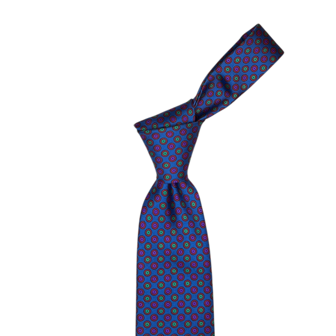 Tie - Blue, Lime and Fuscia Foulard