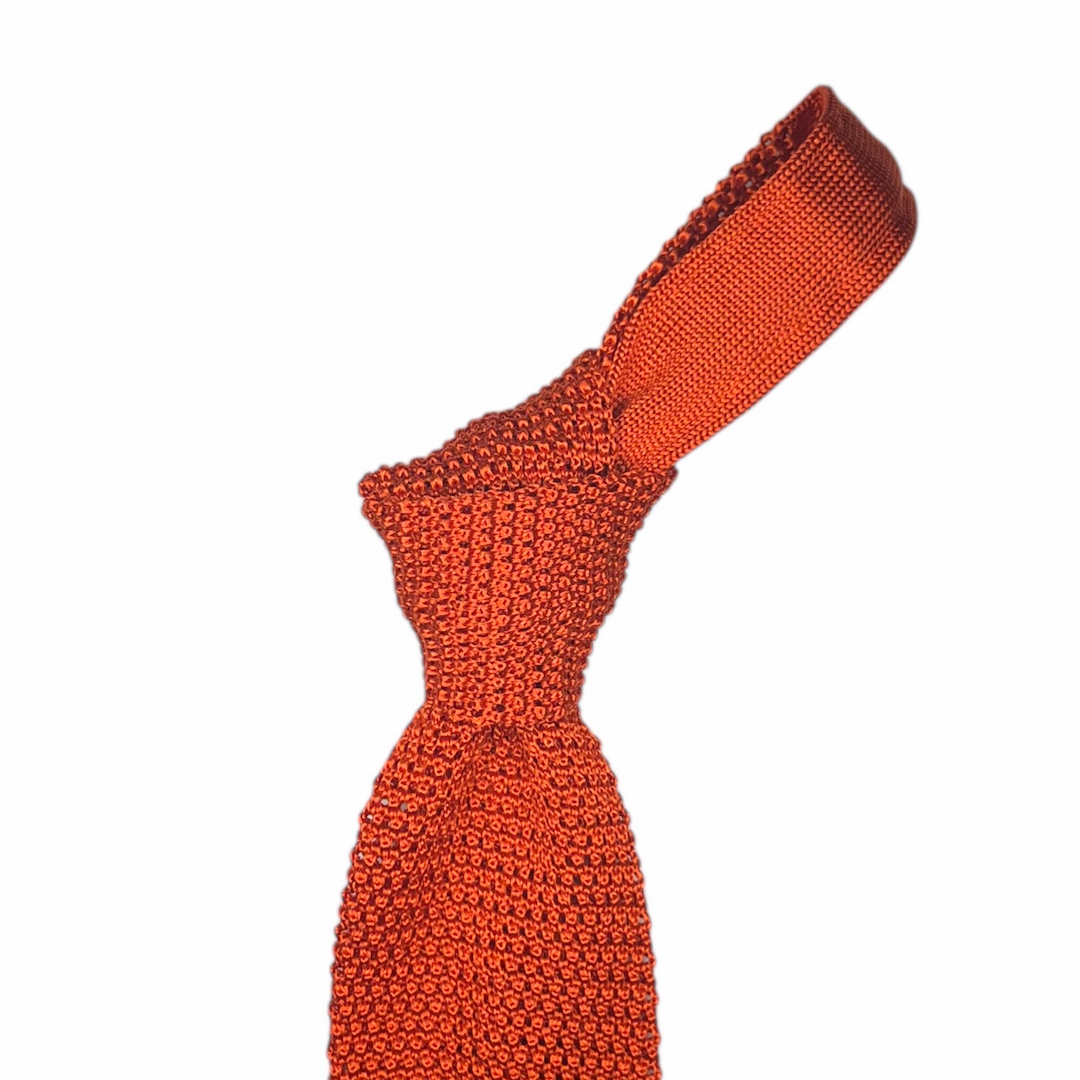 Silk Knit Tie - Pumpkin