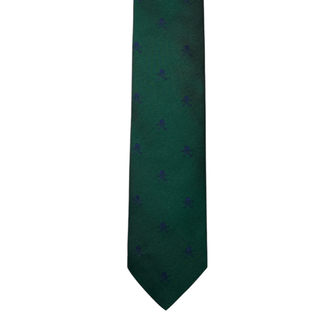 Tie - Green and Navy Skull