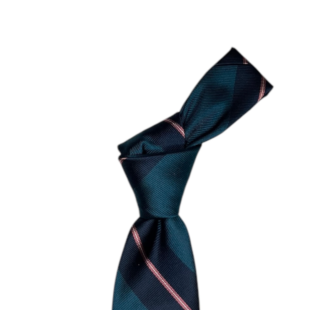 Tie - Teal w/ Navy and Pink Stripe