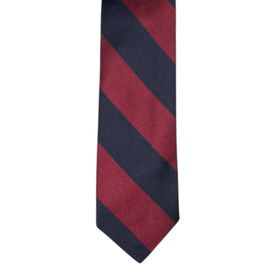 Tie - Navy And Crimson Block Stripe