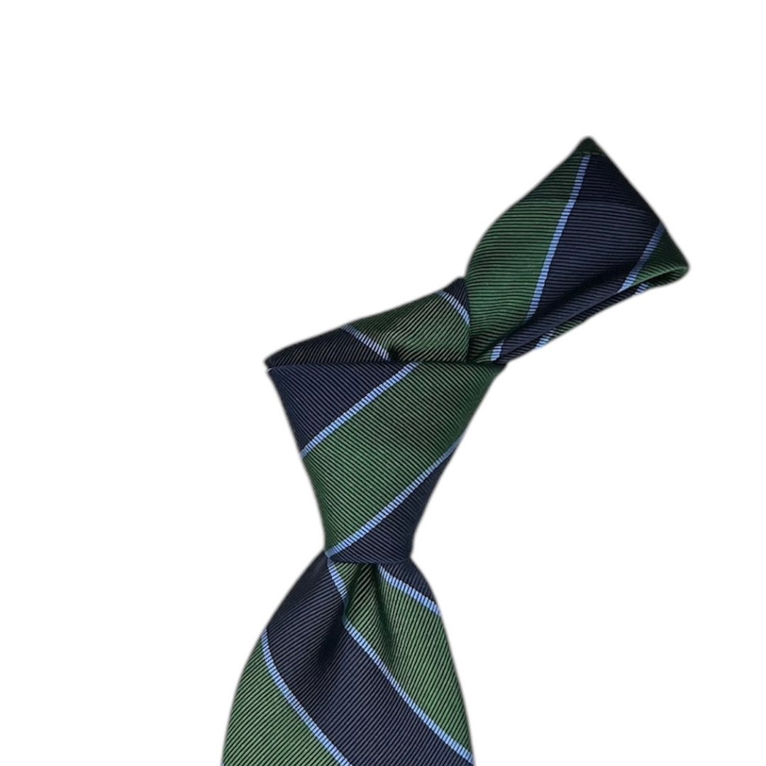 Tie - Green w/ Navy Sky Stripe