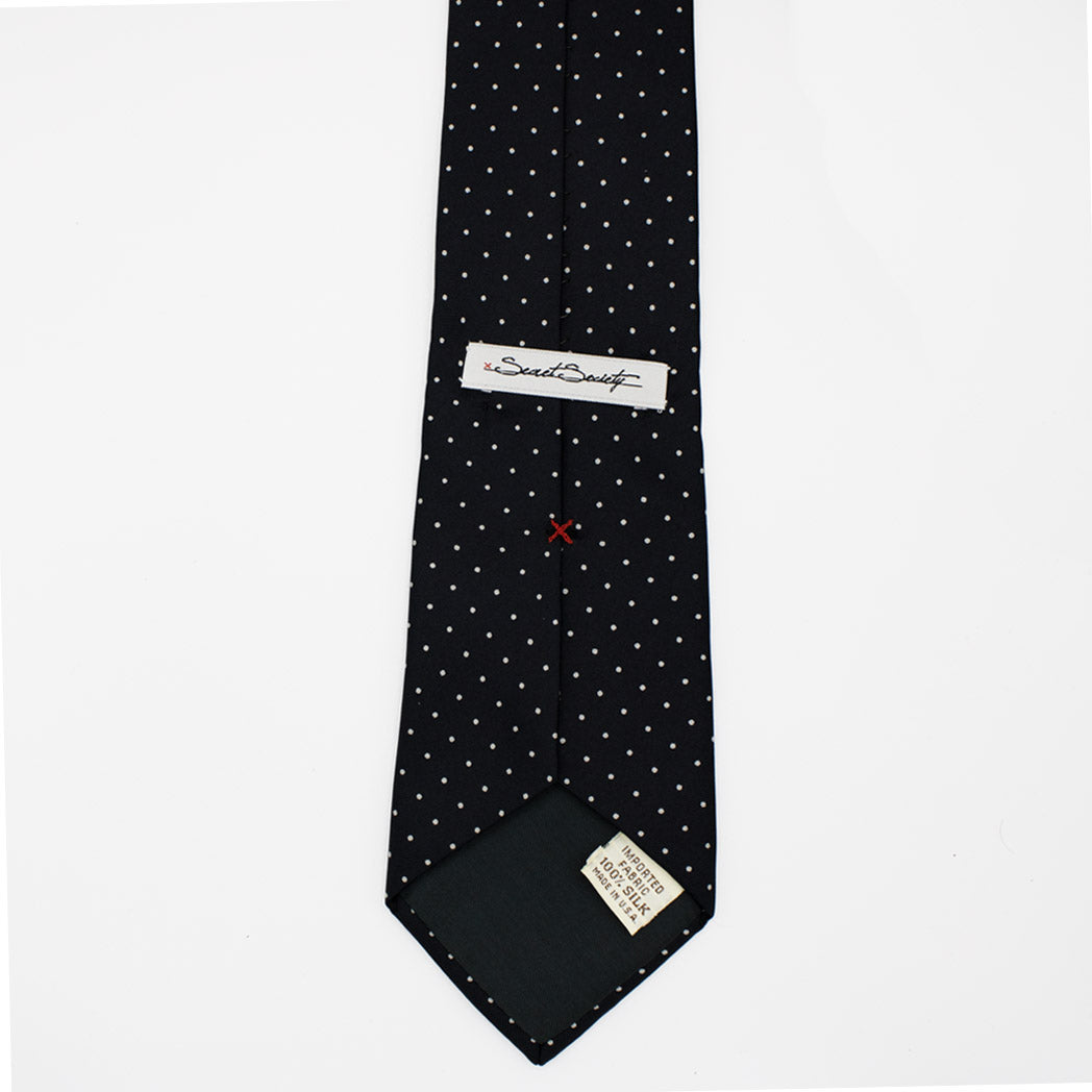Alumni Tie - Black Silk Pin Dot