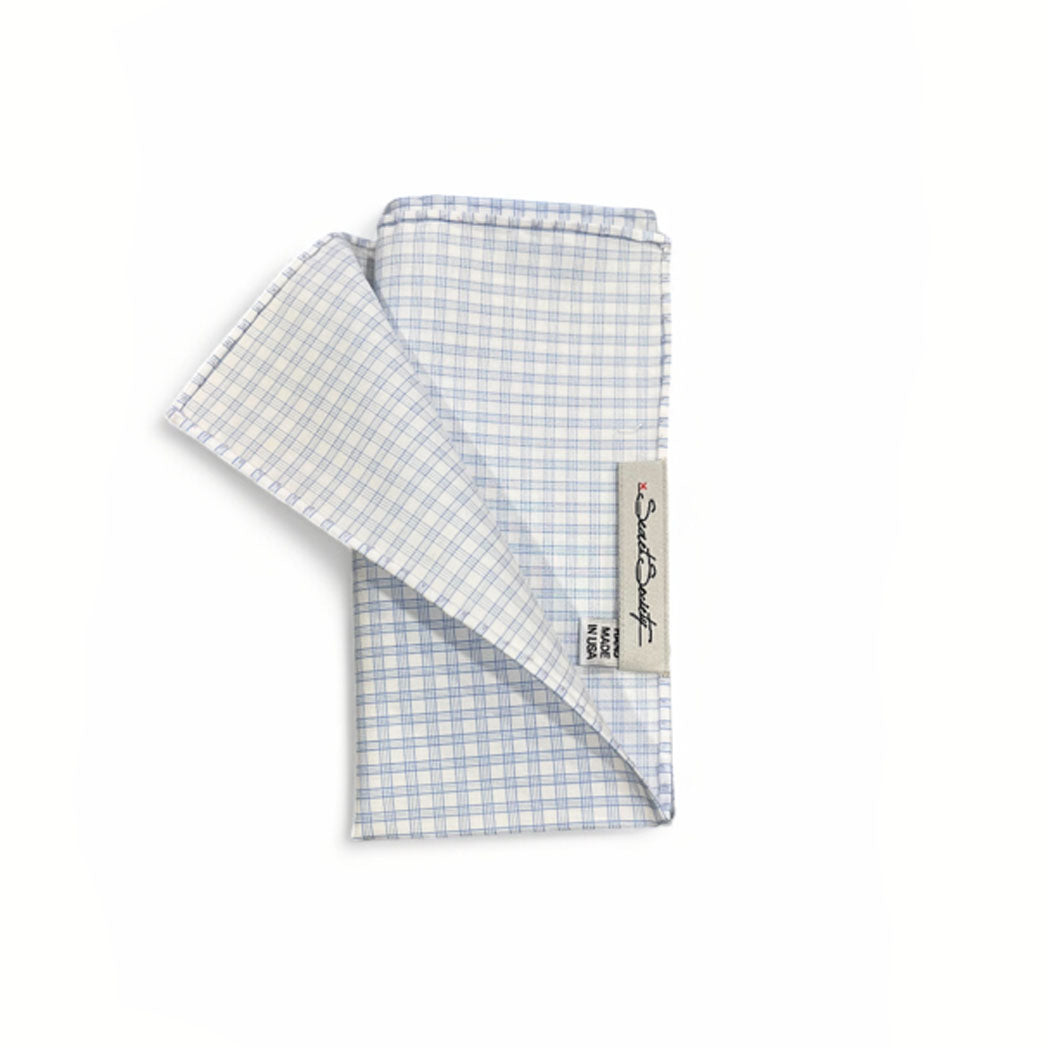 Pocket Square - Blue Triple Graph Check