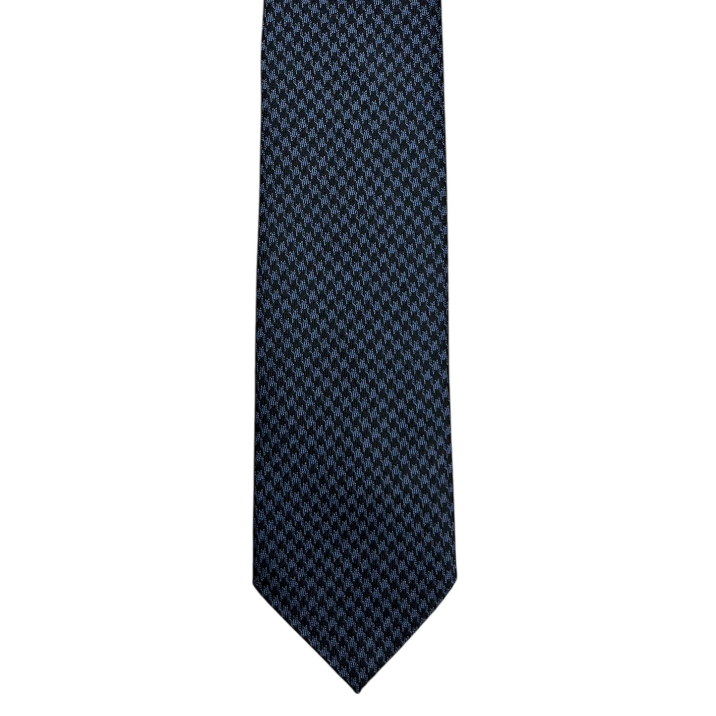 Tie - Sky and Navy Houndstooth Jacquard