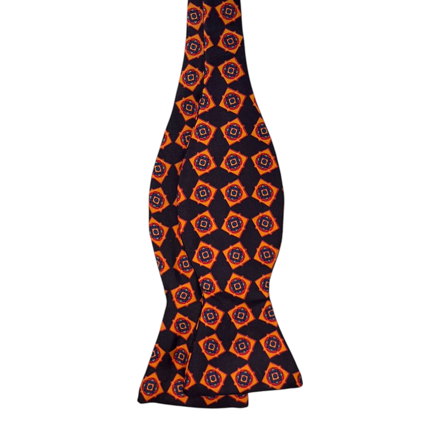 Bow Tie - Navy w/ Orange Squares