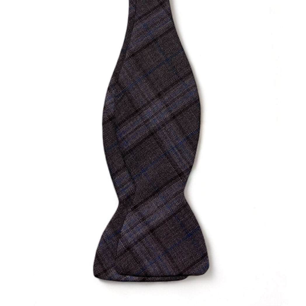 Bow Tie - Brown, Tan, and Blue Wool Plaid