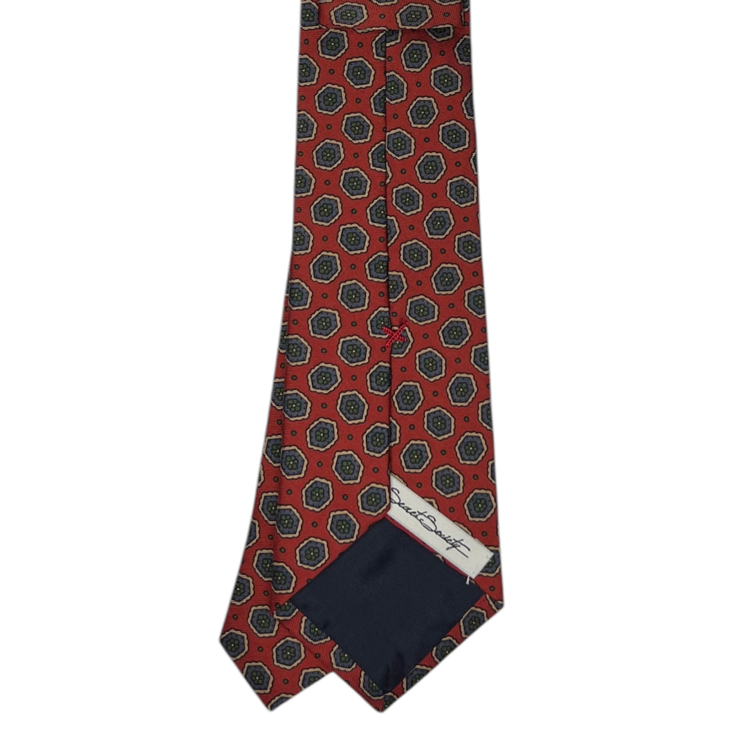 Tie - Burnt Orange w/ Lavender and Green Foulard