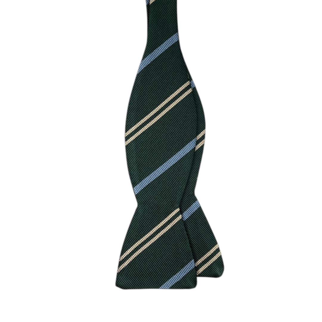 Bow Tie - Green, Sky, and Bone Double Stripe