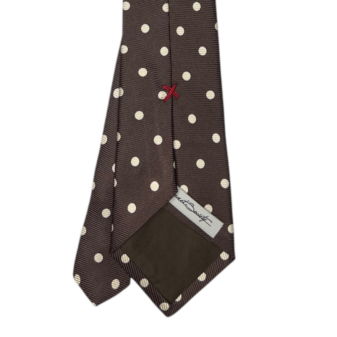 Tie - Brown w/ Bone Polka Dot