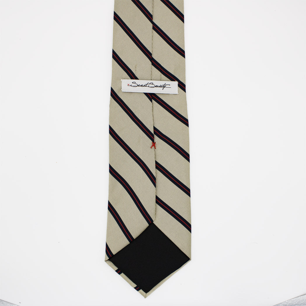 Alumni Tie - Champagne w/ Navy and Red Stripe
