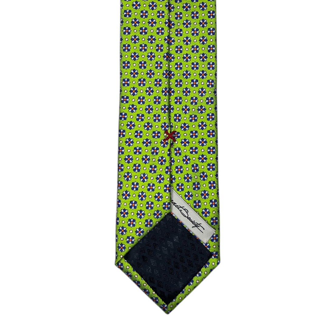 Tie - Lime Green w/ Sky and Blue Flower