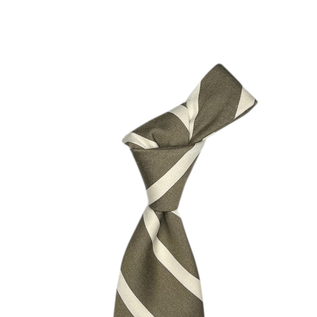 Tie - Khaki and Jute Repp Stripe