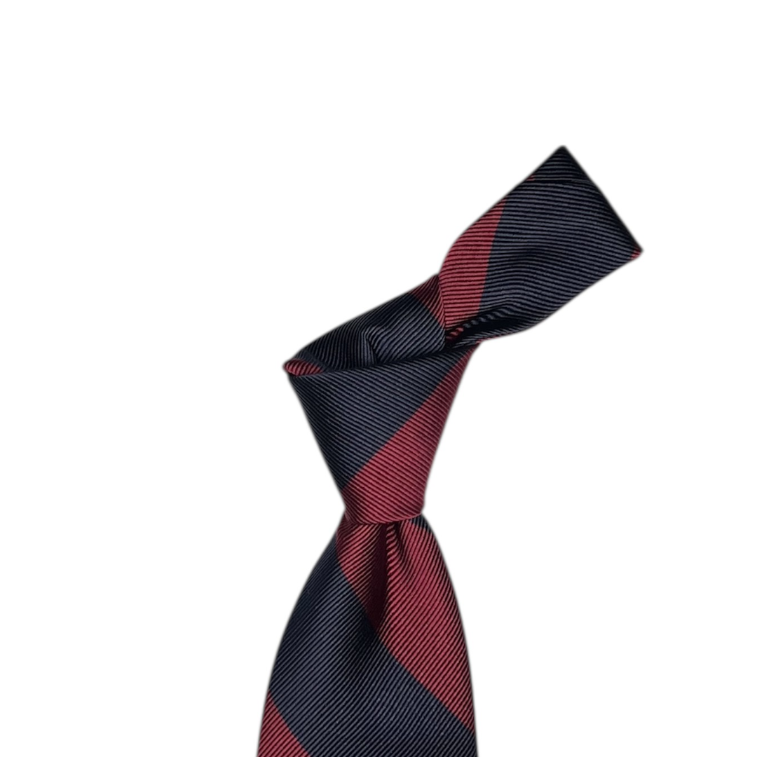 Tie - Navy And Crimson Block Stripe