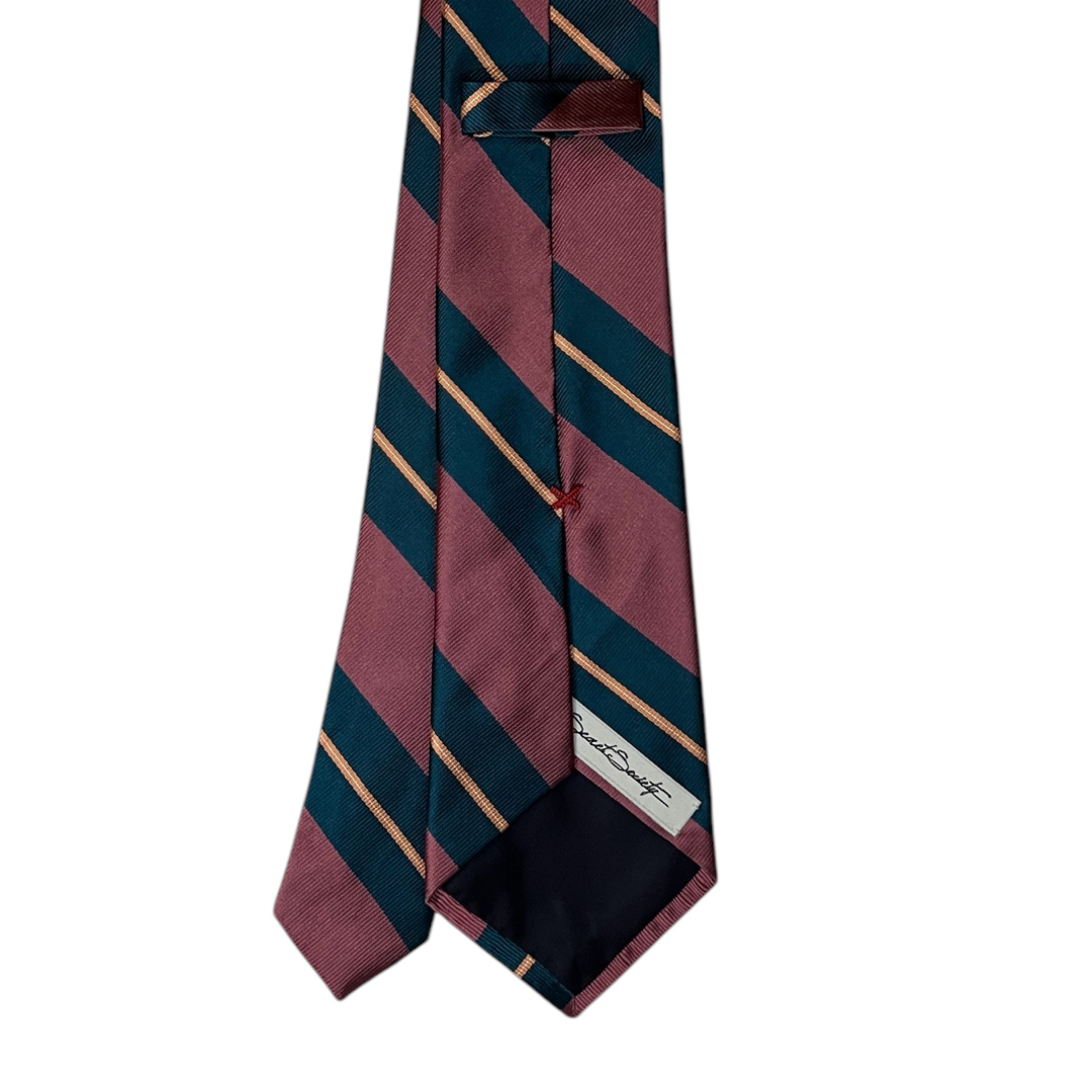 Tie - Dusty Rose, Teal and Old Gold Stripe