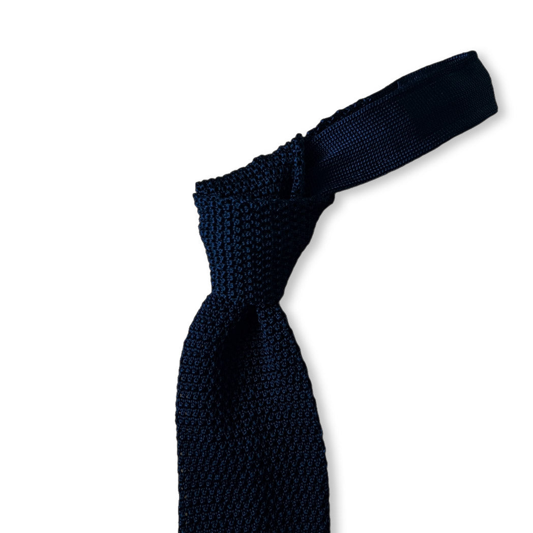 Silk Knit Tie - Dark Navy