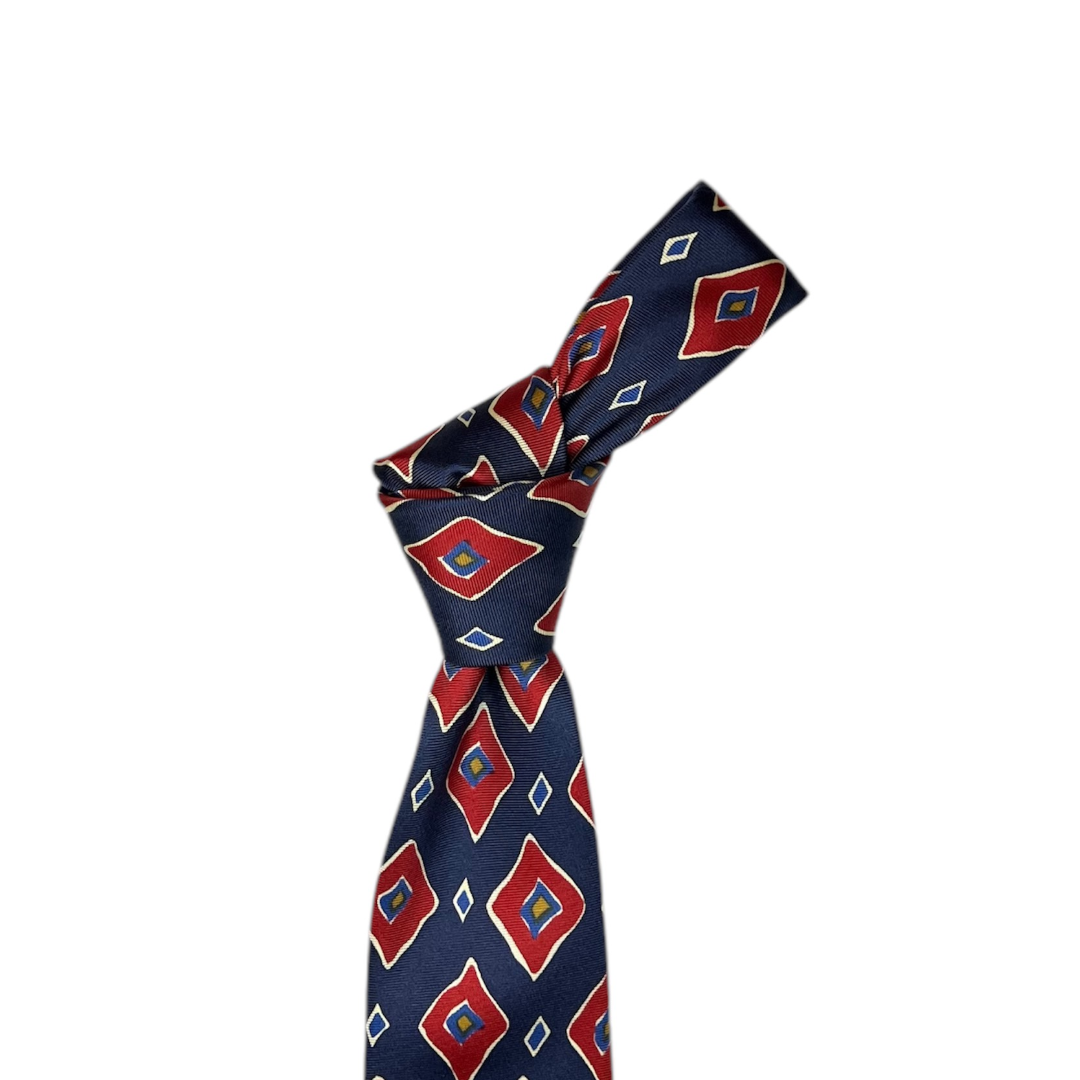 Tie - Blue w/ Red, Blue and Gold Diamond