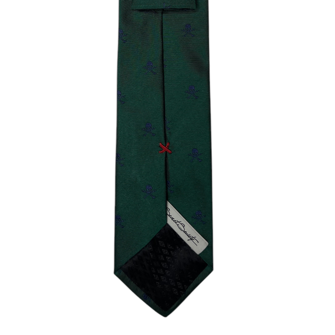 Tie - Green and Navy Skull