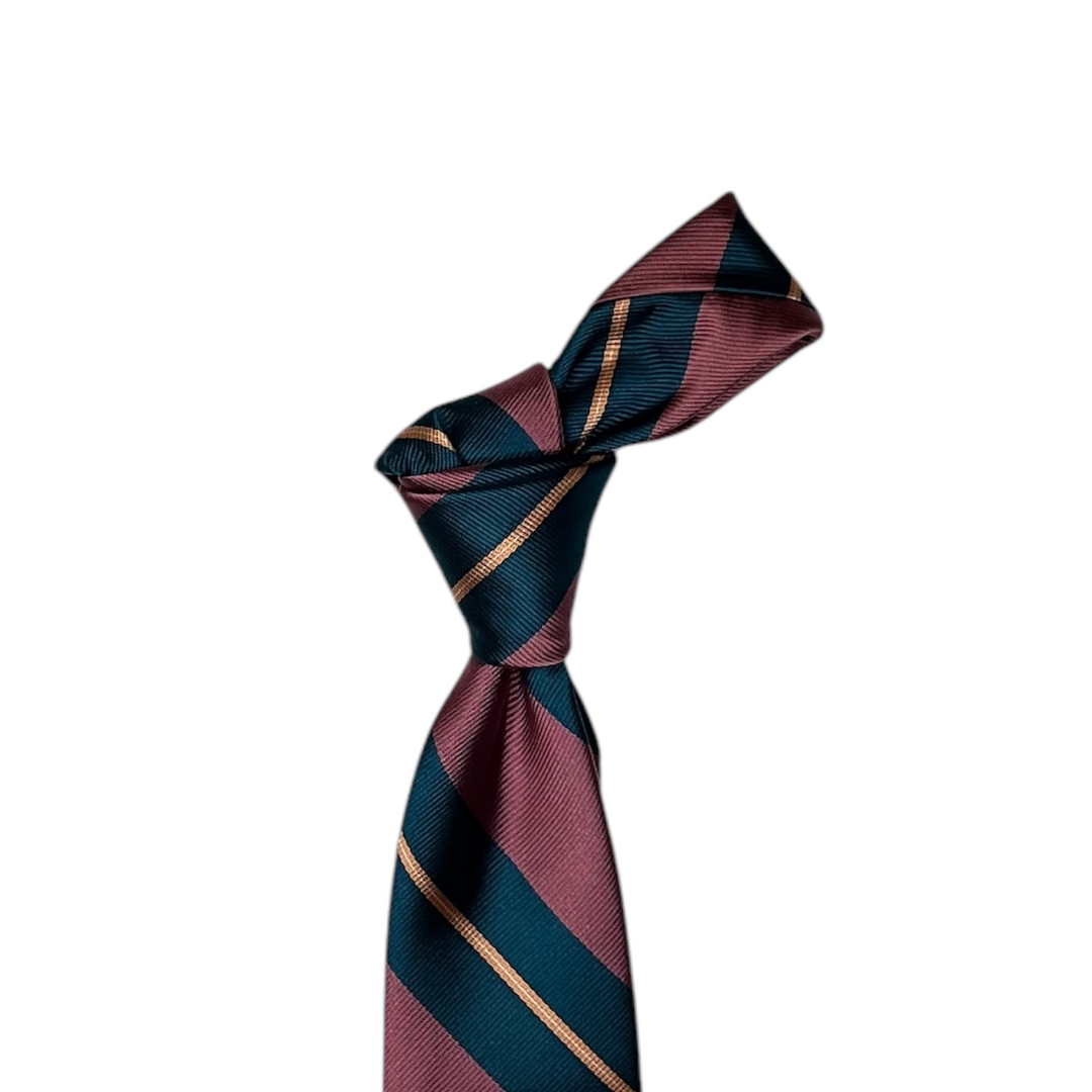 Tie - Dusty Rose, Teal and Old Gold Stripe