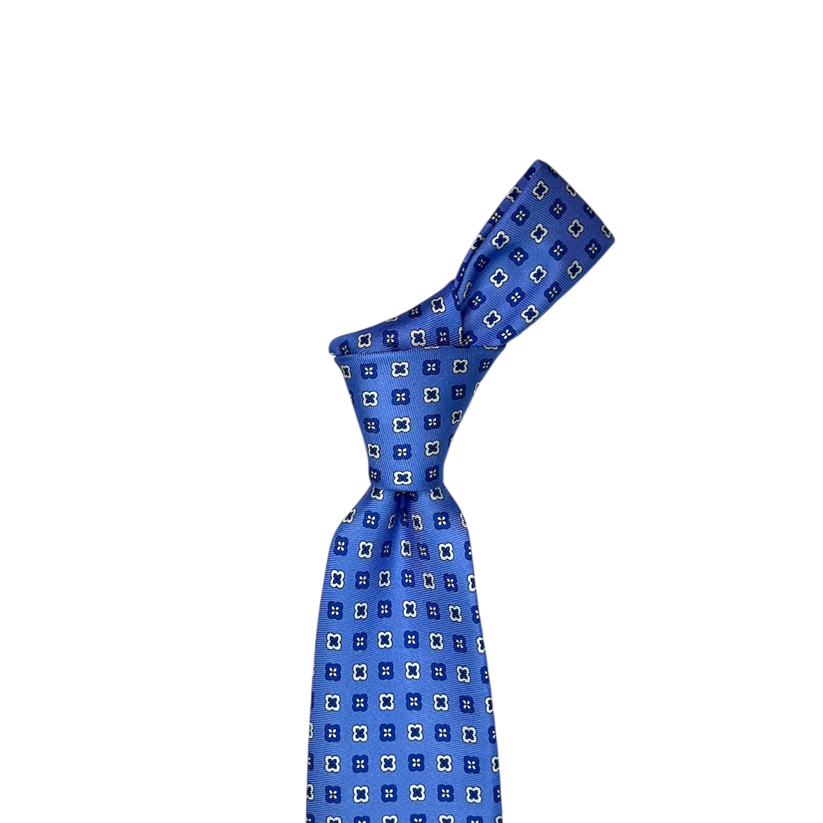 Tie - French Blue w/ White Foulard