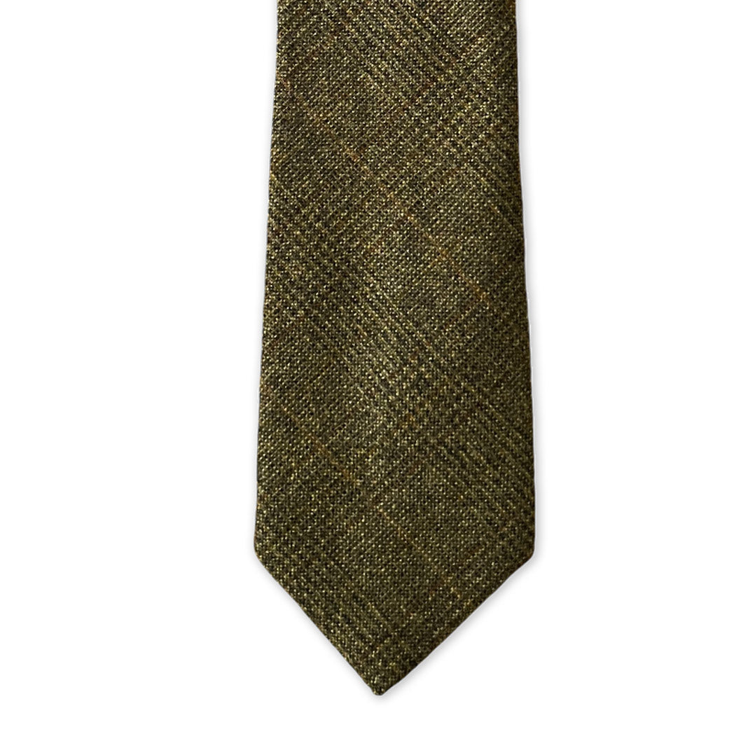 Tie - Olive Cashmere Glen Plaid
