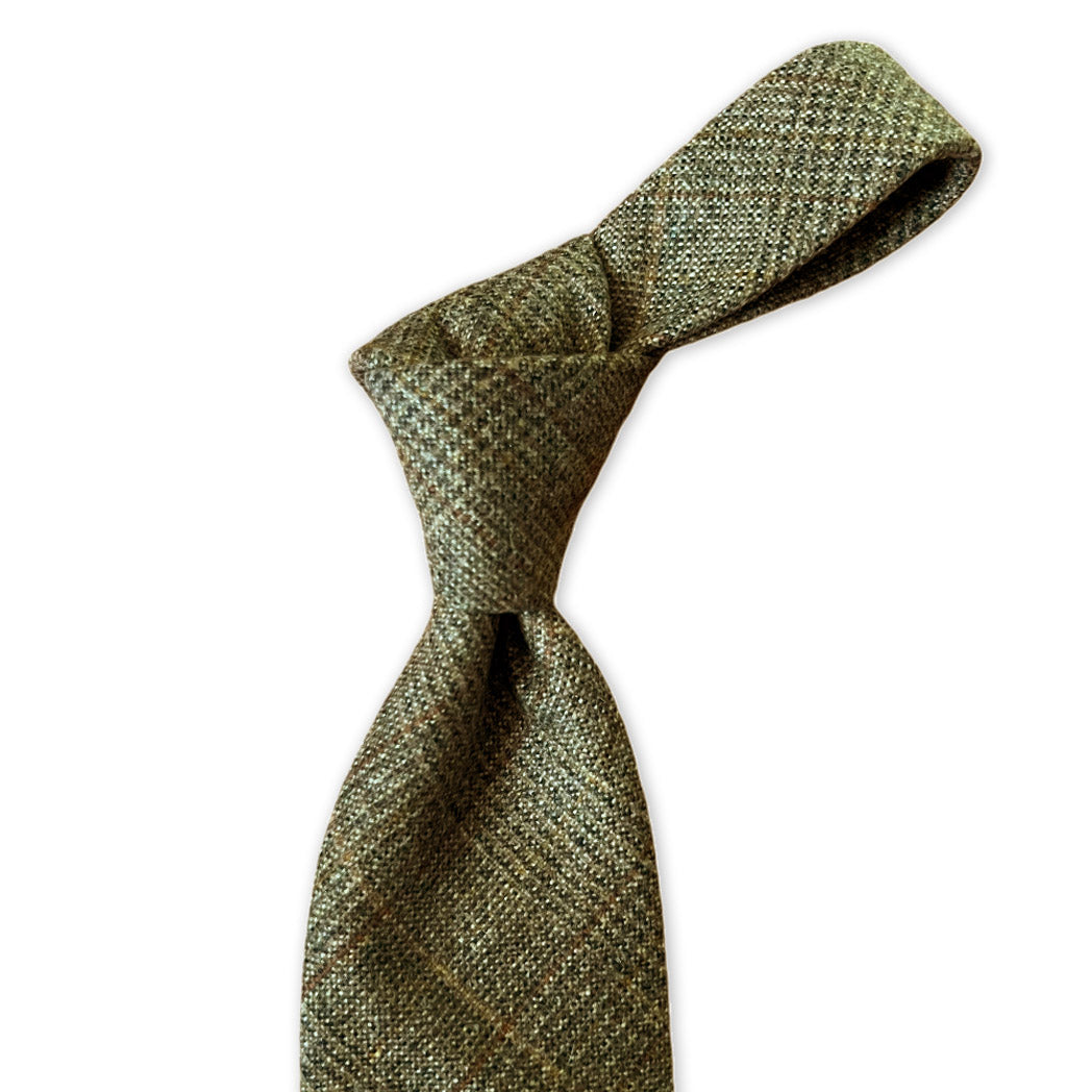 Tie - Olive Cashmere Glen Plaid
