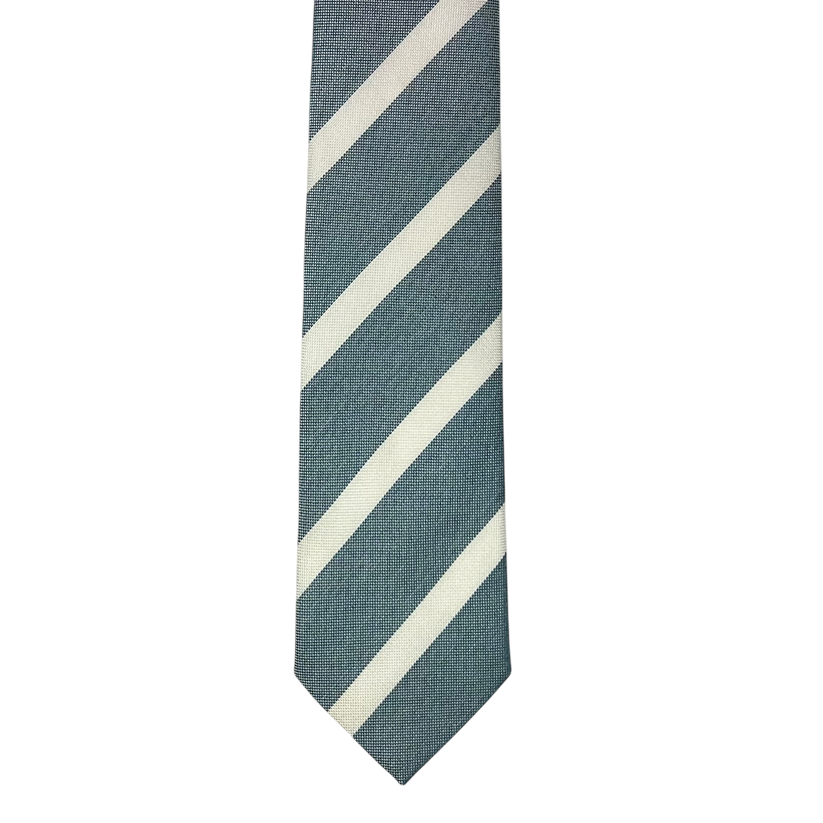 Tie - Slate Teal and Bone Jacquard Stripe