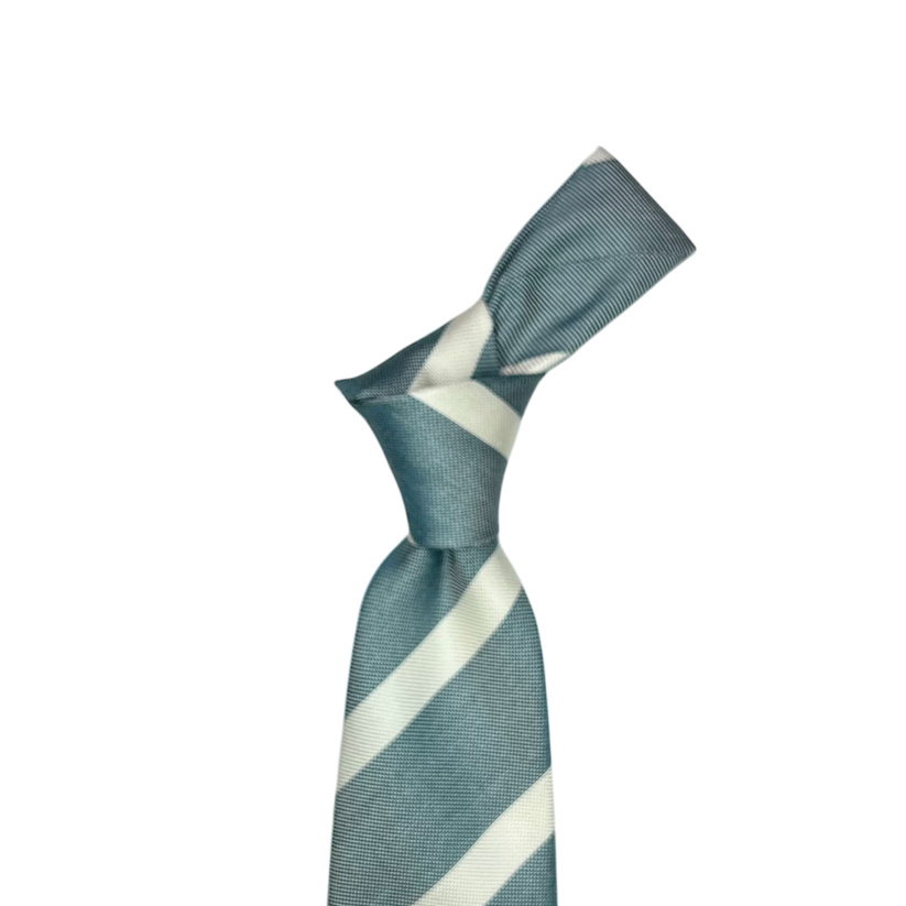 Tie - Slate Teal and Bone Jacquard Stripe