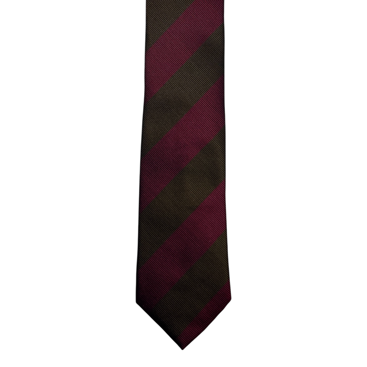 Narrow Tie - Chocolate and Dark Plum Silk Block Stripe