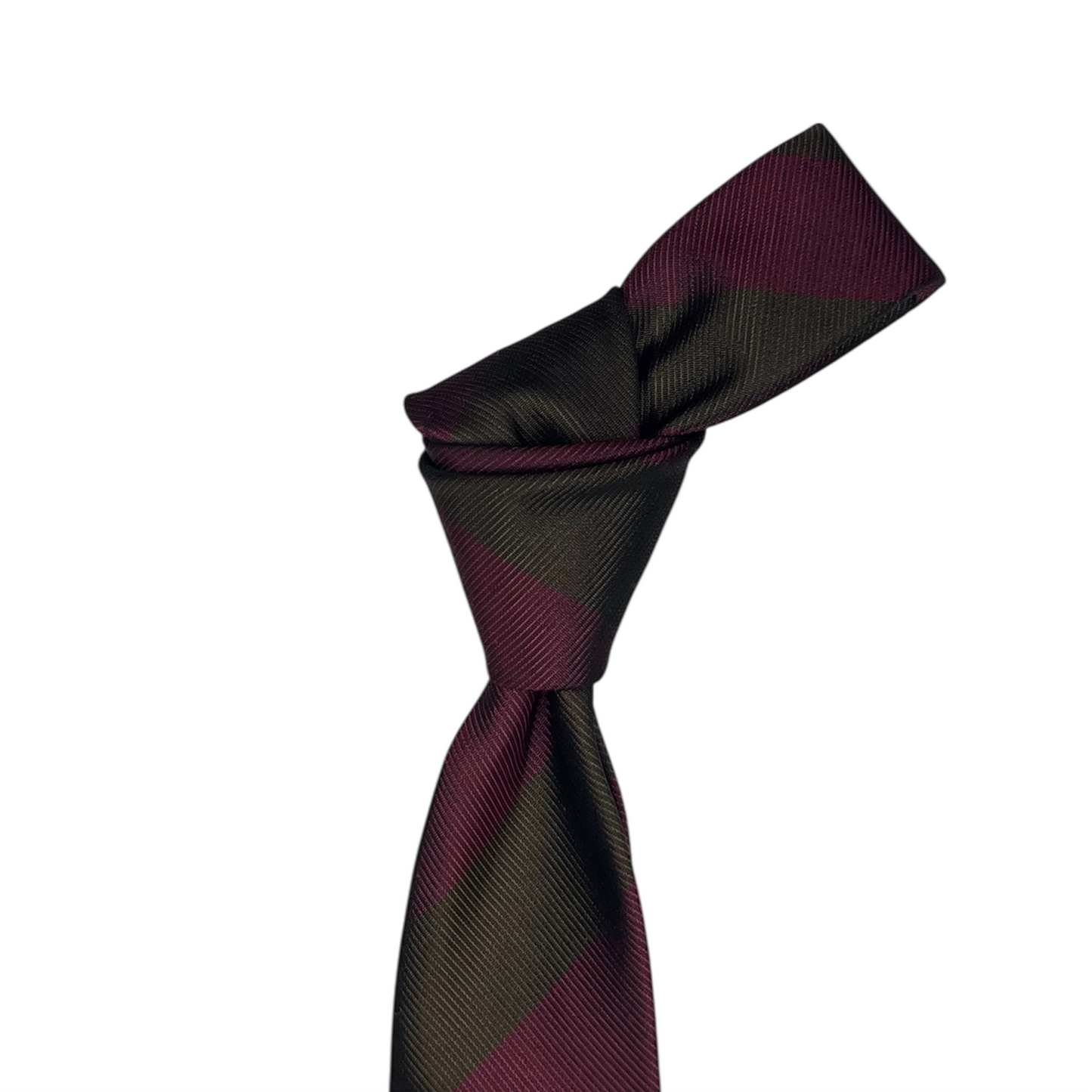 Narrow Tie - Chocolate and Dark Plum Silk Block Stripe