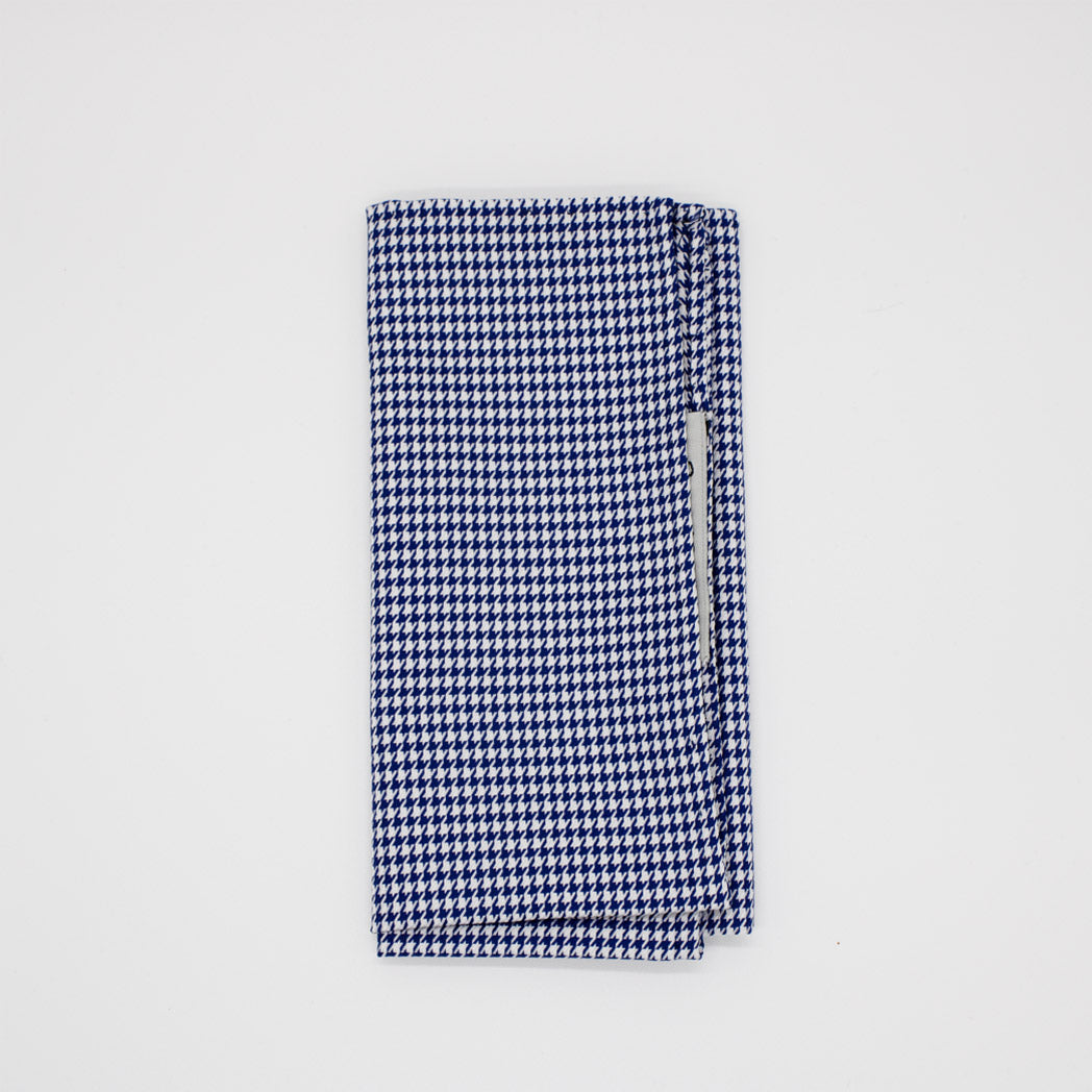 Pocket Square - Navy and White Houndstooth